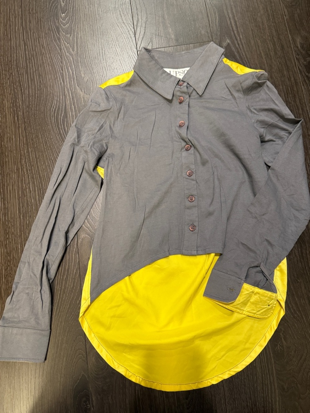 Kids Two-Tone Gray and Yellow Button-Front Shirt